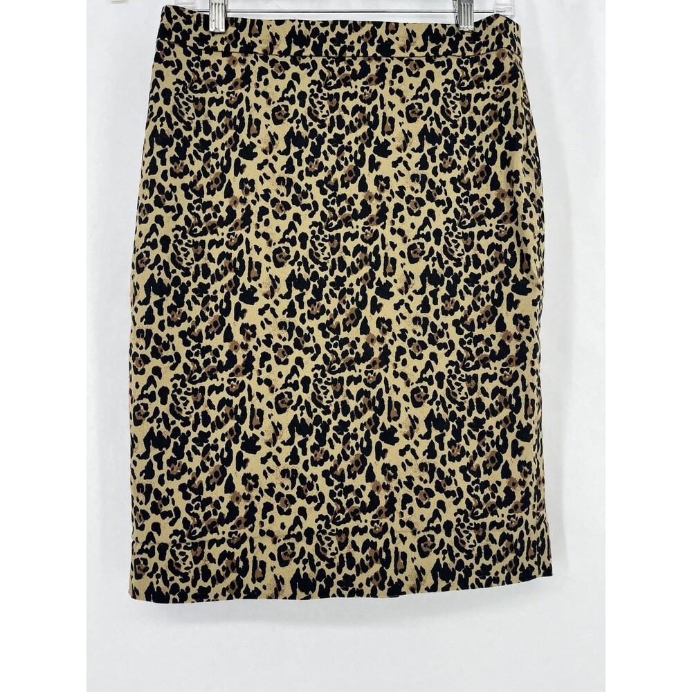 J.Crew Pencil Skirt Womens Size 6 No. 2 Leopard Animal Print Tan Corpcore Twee